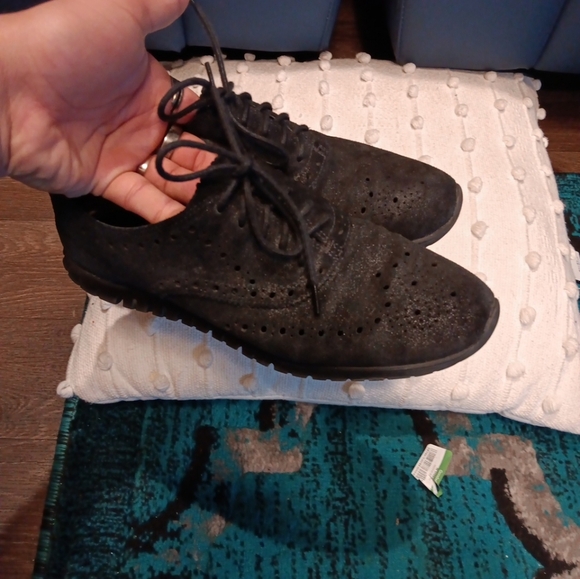 Cole Haan ZeroGrand Womens Wingtip Oxfords Black Suede Casual Shoes size 8b - Picture 6 of 7